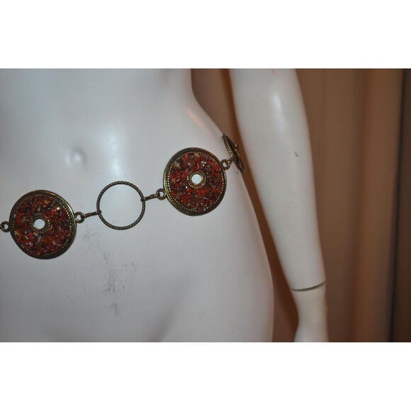 Vintage Metal Steampunk Victorian Gypsy Renaissance Swing Chain Stones - Picture 4 of 4